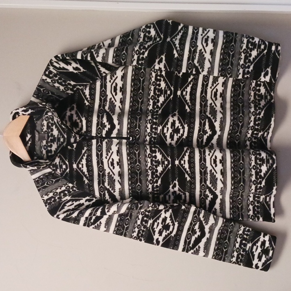 Eddie Bauer 1/4 Zip Fleece Pullover Top Aztec Print Size L